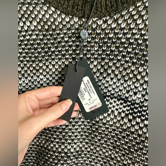 RAG & BONE Men's Wool Reversible Birdseye Wool Sweater Black Multi M New - Picture 12 of 14